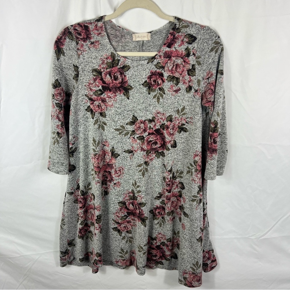 Altar'd State Gray and Pink Floral Mini Dress